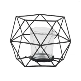 Candle Holders 2pcs Geometric Metal Holder Pillar Candles Table Centrepiece For Vintage Wedding Home Decoration
