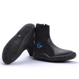 1 Pair 5mm Diving Boot High Top Snorkelling Socks Hard Rubber Sole Non-slip Wear-resistant Emergency Shoes Dropship