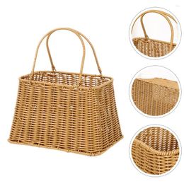 Storage Bags Imitation Rattan Shopping Basket Food Baskets Woven Portable Fruit Plastic Wear-resistant Egg Household