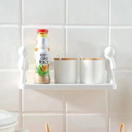2022 New Japanese Small Wall Hanging Shelving No Punching Bathroom Shelving Kitchen Condiment Organiser Paste Storage Box 1PCS