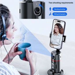24P02 Intelligent 360 ° Follow Camera Pan Auto Tracking Smart Shoot Robot Cameraman 360 Face Phone Holde AI Shooting Selfie Stick Gimbal Stabilizer For Vlog Live Video
