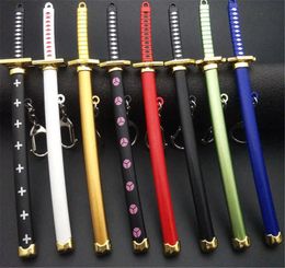 Eight Color Roronoa Zoro Sword Keychain Women Men Anime Knife Scabbard Sabre Snow Knife Key Chain Katana One Piece 15cm Q053 Y0909416181