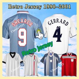 eNGLanDS Retro Football Shirt Vintage Soccer Jersey Classic Men's Top Home White Away Red 1990 2002 1982 84 87 90 94 95 96 98 99 01 SHEARER LINEKER GERRARD LAMPARD SCHOLES