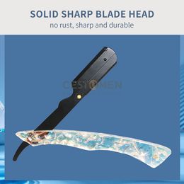 Newest Multicolour Men Straight Barber Edge Razors Blades Hair Shaving Tools Safety Folding Knife Gift Hairdresser Haircut Tools