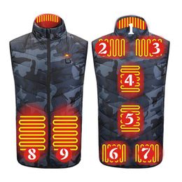 9 Places Heated Vest Men Women Usb Heated Jacket Heating Vest Thermal Clothing Hunting Vest Winter Heating Jacket