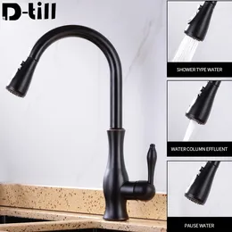 Bathroom Sink Faucets D-till Brass Faucet Gold Basin Water Deck Mounted /cold Black Pull Out Vanity Kitchen