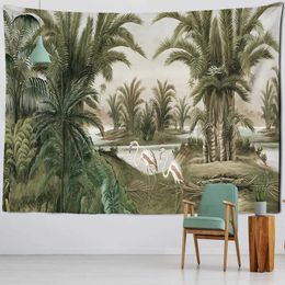 Wall Tapestries Tropical Plant Printed Tapestry Hanging Nordic Ins Home Living Room Bedroom Fabric Hanging Painting Background Decoration R0411