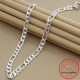 925 Sterling Silver 6mm 8mm Chain Sideways Necklace Man Woman Senior Luxury Jewelry Statement Necklace220H