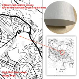 Bilbao Hometown Map Poster Custom Any City Map Minimalistic Art Canvas Painting Nordic Posters and Print Living Room Home Decor