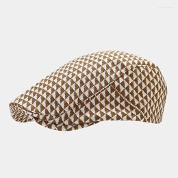 Berets Four Seasons Polyester Plaid Print Sboy Caps Flat Peaked Cap Men And Women Painter Beret Hats 107