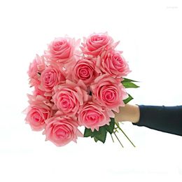 Decorative Flowers Artificial Flower Feel Moisturizing Rose DIY Bridal Bouquet Po Props Home Wedding Deco Fake Floral Valentine's Day Gift