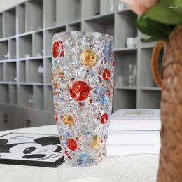 Vases Coloured Dotted Vase Light Luxury Crystal Round Glass Decoration Handmade