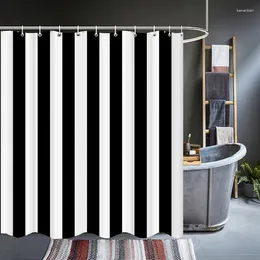 Shower Curtains Modern Black White Stripe Geometry Waterproof Bathroom Bath 3d With Hooks Personality Washable Cloth