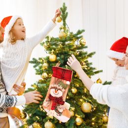 Red Christmas Stocking Santa Sack Gift Bag Christmas Socks Decorations for Home Xmaa Tree Noel Decor Navidad New Year 2023