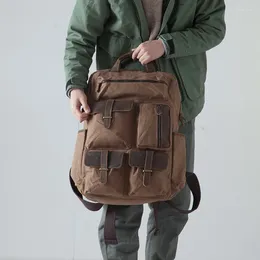 Backpack Waxed Canvas Water Resistant Large Capital Rucksack Bags Laptop Bag