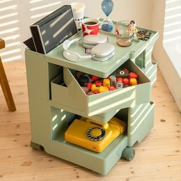 Mobile Storage Cabinet with Wheels Bedside Table 360° Rotatable Storage Cabinet Trolley Cart Living Room Cabinet Bed Side Table