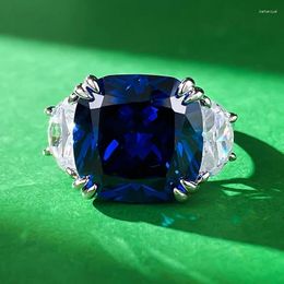 Cluster Rings 2024 S925 Silver 13 13mm Royal Blue Premium European And American Instagram Style Ring