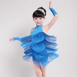 Girls Dance Outfits Belly Dance Kids Tango Skirt Carnival Wear Dancewear Latin Salsa Costumes Tassel Dancing Dress