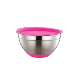 Bowls Cooking Tray Salad Bowl Stainless Steel Tableware With Silicone Bottom Lid Cold Noodle For Baking