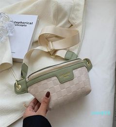 2022 new Elegant Plaid PU Leather Waist Bags For Women Female Waist Packs Ladies Stylish Fanny Pack Wide Strap Crossbody Chest Bag7402347