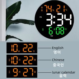 10Inch LED Digital Wall Clock Large Screen Humidity Dual Alarm Temperature Date Day Display Electronic Clock with Remote Control