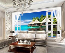 Wallpapers 3d Wallpaper For Room Maldives Dimensional Space Window Backdrop Mural Living Custom Po