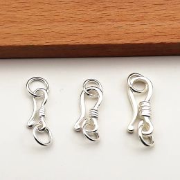 Solid 925 Sterling S Hook Clasp Eye Fish with Closed Jump Ring for DIY Necklace Bracelet Jewellery Making Components Findings