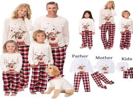 2020 Christmas Family Matching Pajamas Set Deer Adult Kid Family Matching Clothes TopPants Xmas Sleepwear Pj039s Set Baby Romp3026649