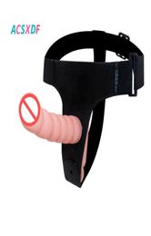 ACSXDF Ultra Elastic Harness Strap On Double Dildo Realistic Strapon Pants Sex Toys for Lesbian Couples Woman Sex Shop2187633
