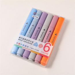 Fluorescent Pen 6Pcs Convenient Comfortable Grip Soft Tip Drawing Doodling Coloured Pens School Supplies