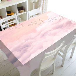 Pink Series Cloud Sea Decorative Table Cloth Living Room Dining Table Coffee Table Mat Kitchen Party Stain-Resistant Table Cloth