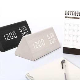 Wooden Digital Alarm Clock for Bedroom - Electric Desk Clock USB Battery Backup Adjustable Volume Dimmer Snooze Stylish Wood