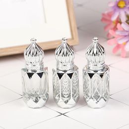 Storage Bottles 1 Pcs 6ml Glass Roller Ball Design Bottle Mini Essential Oil Container Portable Perfume Silver Empty