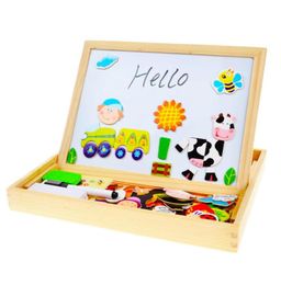Multifunctional Drawing Board with Magnetic Puzzle Multi Patterns Wooden Toys for Kids Retail Package for Gift or Storage Cost W3647605