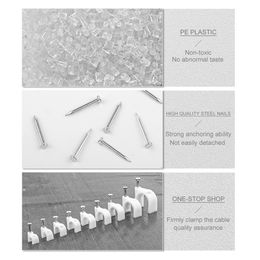 100PCS 4/5/6/7/8/9/10/12mm Circle Nail Clip Wire Clamp Line Buckle Fixing White Round Steel Nail Wall Hanging Screw Cable Clips