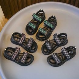Sandals Childrens Beach Shoes 2023 Summer New Korean Soft Sole Big Printed Girls H240411