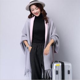 2023 Spring Autumn And Winter Thickened Slim Sweater Coat Shawl Bat Shirt Tassel Cloak Cardigan Women Cape Jakcet Trendy T989