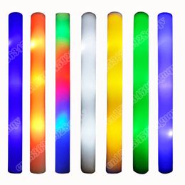 30-60pcs LED Foam Glow Sticks Flashing Glow Baton Cheer Tube Glow In The Dark Wedding Party Supplies 3 Modes Flashing Stick Toys 240407