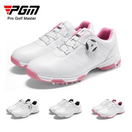 PGM Women Golf Shoes Waterproof Lightweight Knob Buckle Shoelace Sneakers Ladies Breathable Non-Slip Trainers Shoes XZ082