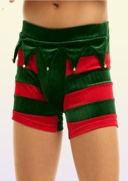 Sexy Set Men Christmas Underwear Striped Velvet Penis Pouch Boxer Shorts Elf Cosplay Party Festival Rave Fancy Costume Xmas Underp8419460