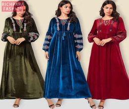 Plus Size Velvet Kaftan Abaya Hijab Muslim Prayer Dress Turkish Islamic Clothing Abayas For Women Caftan Dubai Elbise Djelaba8337674