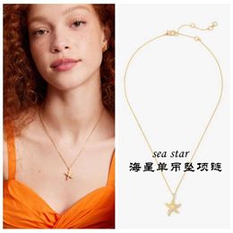 Womens Designer Kate Ks Necklace Daily Accessories Commuting Sea Star Starfish Style Single Pendant Necklace for Women