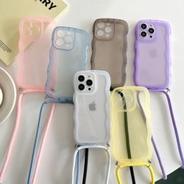Crossbody Phone Case For Xiaomi Mi 11 Lite NE 5G 11 9 SE 12 12 Pro Transparent Soft Silicone Cover With Necklace Strap Lanyard