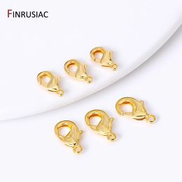 14k/18k Gold Plated Brass 10mm 12mm Lobster Clasps For Jewellery Making, Handmade DIY Jewellery Necklace Accessories Wholesale