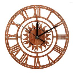 Wall Clocks Wooden Clock Number Round Bamboo Operated Roman Numeral Digital