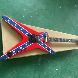 Cables in Stock Custom Electric Guitar, Dimebagdarrell Rebelflag, Red Guitar Guitars Guitarra