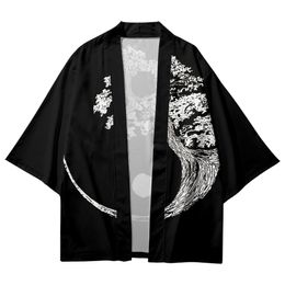 Traditional Chinese Tai Chi Tree Print Kimono Men Japanese Beach Yukata Women Cardigan Cosplay Samurai Haori Asia Clothing