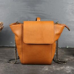 Shoulder Bags Style Vintage Leather Bucket Bag Women's Messenger Handbags Women Woman Clutch 2024 Crossbody