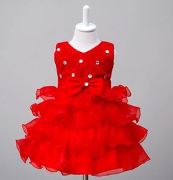 Baby Girls Dress for 18 Yrs Sleeveless Kids Birthday Princess Party Dresses Red Christmas Year Costume 240407