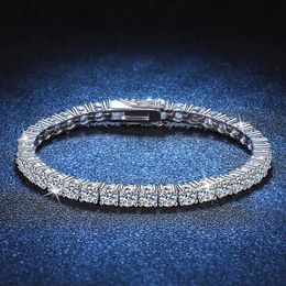 Bangle 3mm 4mm MoissaniteTennis Bracelets for Women 925 Sterling Silver Full Diamond with White Gold Plated Wedding Fine Jewelry 24411